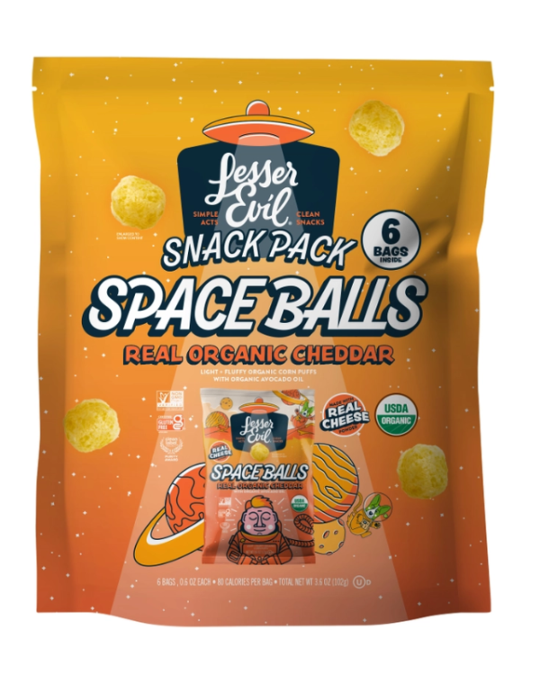 Lesser Evil Space Balls, Snack Pack, Real Cheese 6 / 0.6oz