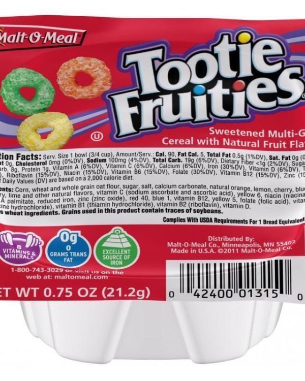 Malt-O-Meal Tootie Fruities Cereal Bowl- 0.75oz