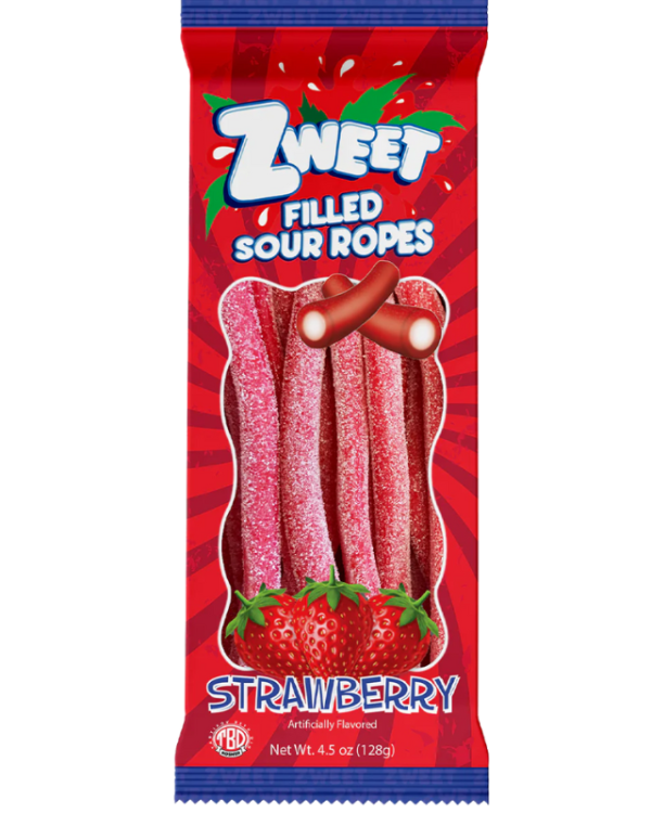 Sour Strawberry Ropes Filled | Zweet | Go-Pack | 4.5 oz