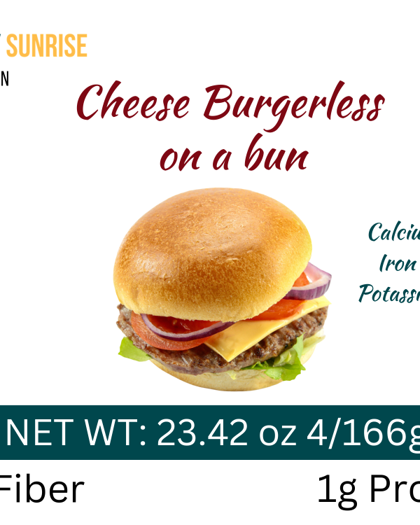Country Sunrise Cheese Burgerless on a bun- 4/166g