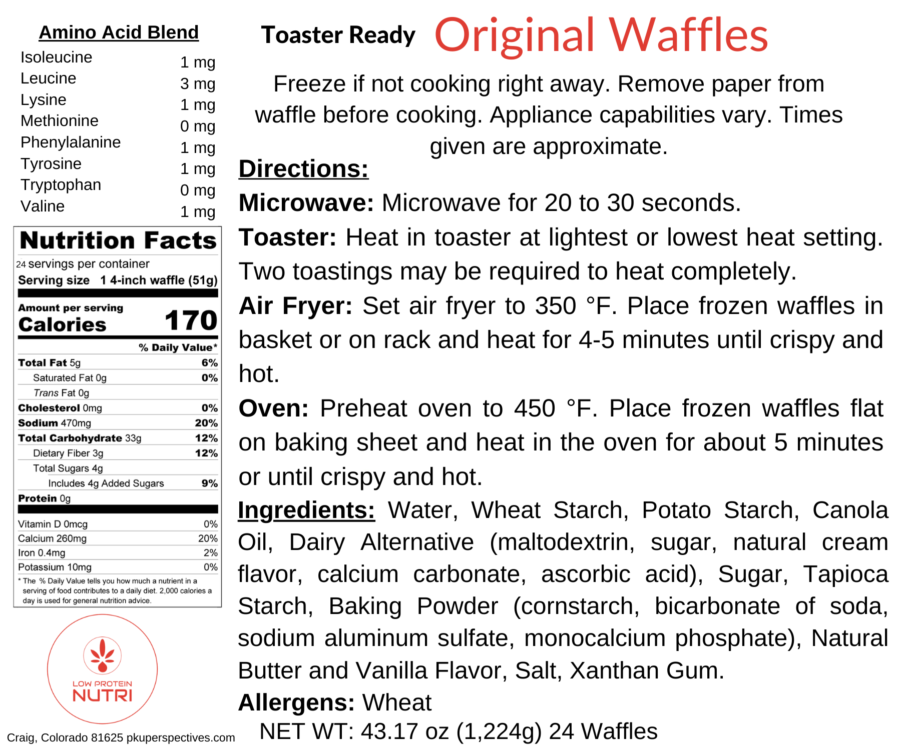 Low Protein Nutri Toaster Ready Original Waffles- 24pk - Image 2