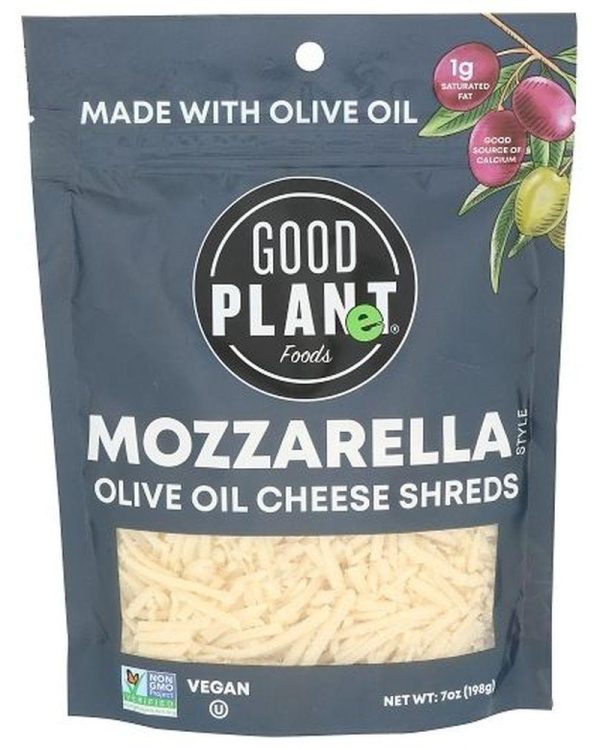 Good Planet Foods Mozzarella Style Olive Oil Cheese Shreds, 7 Ounce