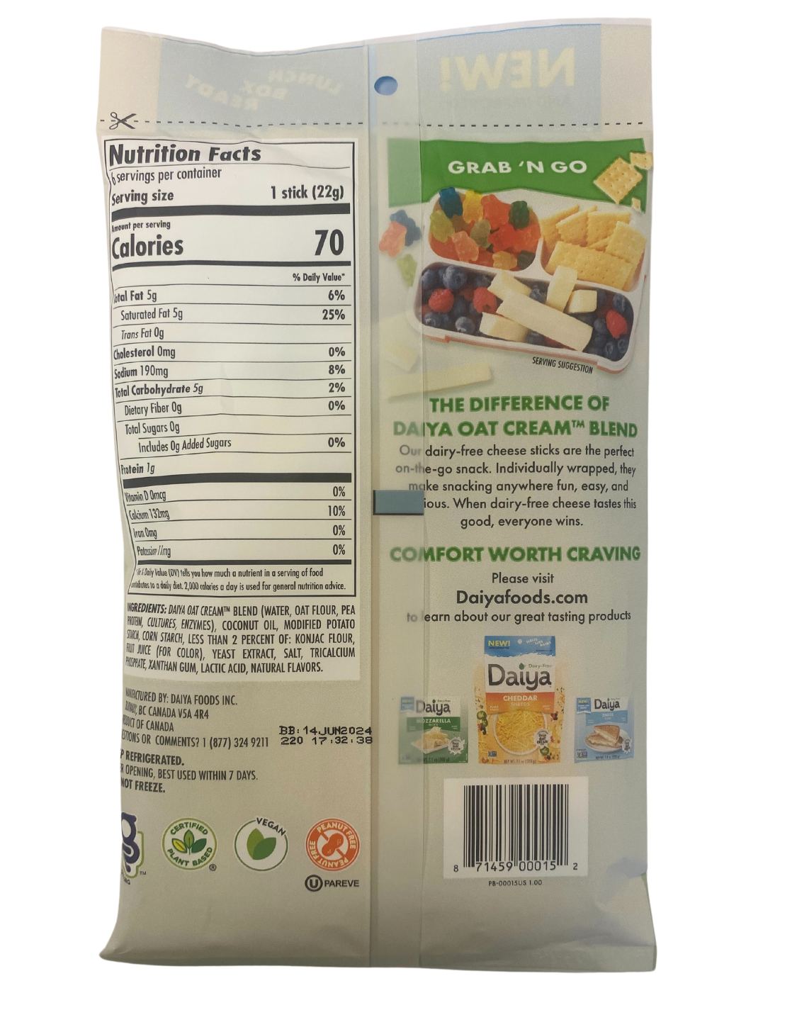 daiya Mozzarella Style Cheeze Sticks- 4.65oz - Image 2