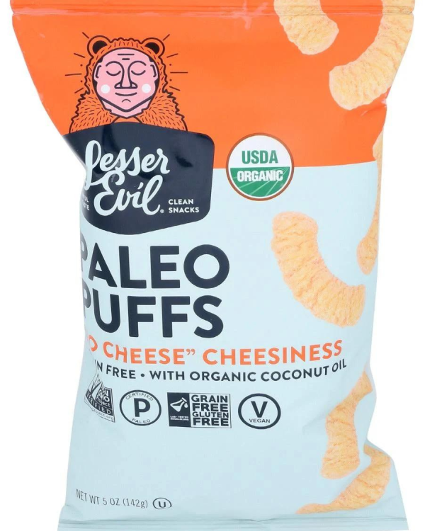 Lesser Evil , "No Cheese" Cheesiness Paleo PUFFs- 5 oz