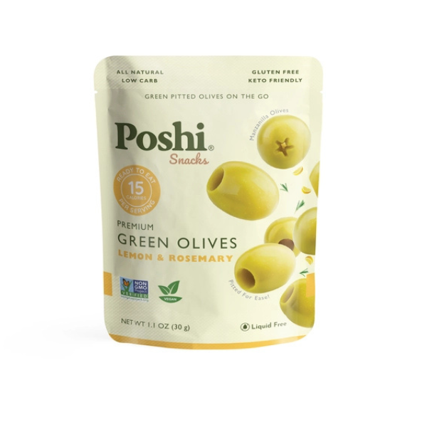 POSHI -Premium Green Olives Lemon & Rosemary Flavor- 1.1 oz