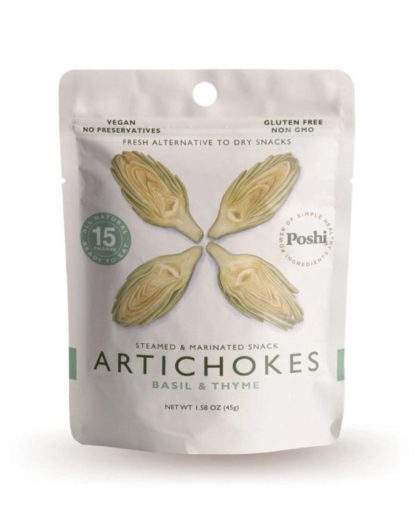 Poshi Steamed & Marinated Artichokes Snack Basil & Thyme- 1.58oz