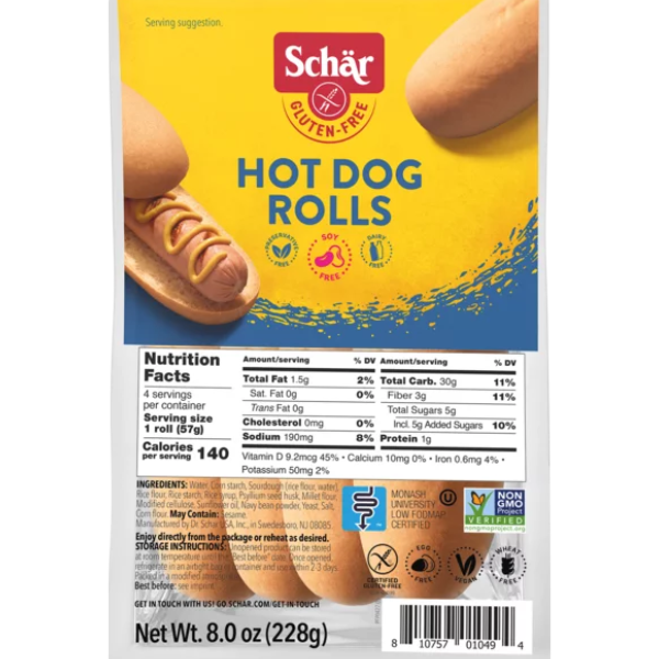 Schar Gluten Free Hot Dog Rolls- 8oz
